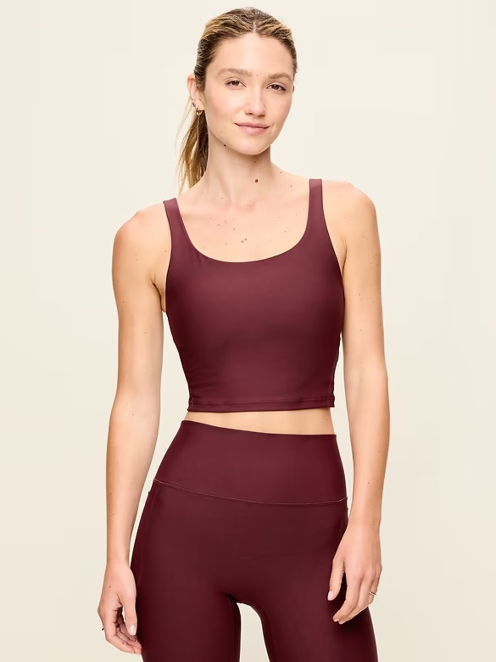 Old Navy Active Burgundy Powersoft Sports Bra & Biker Shorts Set M